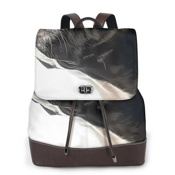 Balery Black And White Boston Terrier Mochila de Cuero para Mujeres, Gran Capacidad, Bolsa de Viaje Multifuncional, Mochila de Cuero y Bolsa de Hombro para Mujeres
