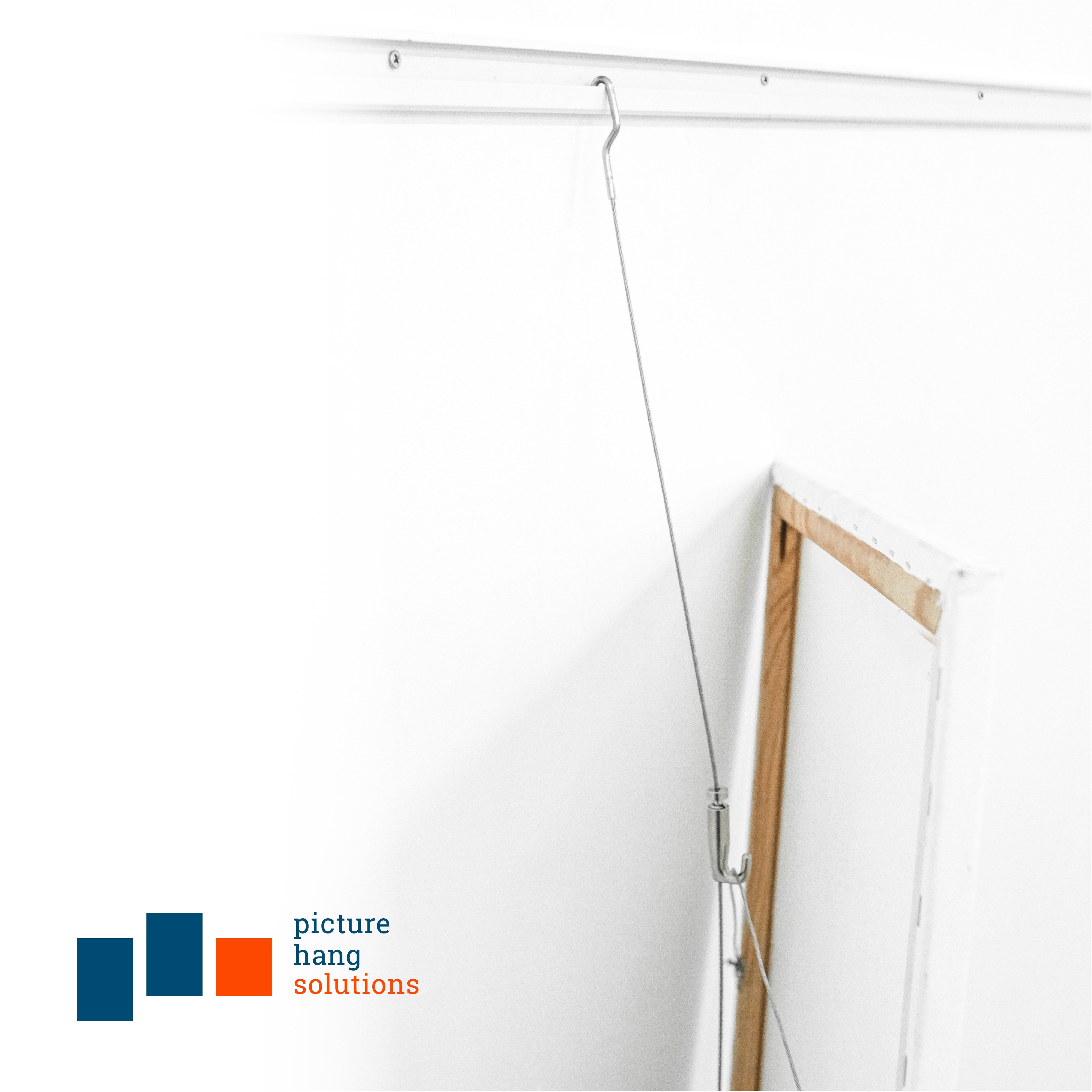 Picture Hang Solutions - Track 101 Picture Rail Kit - Includes 79-inch Wall Track, Steel Cords, Adjustable Hooks, and Hardware - Gallery Hanging Systems 1 set per pack