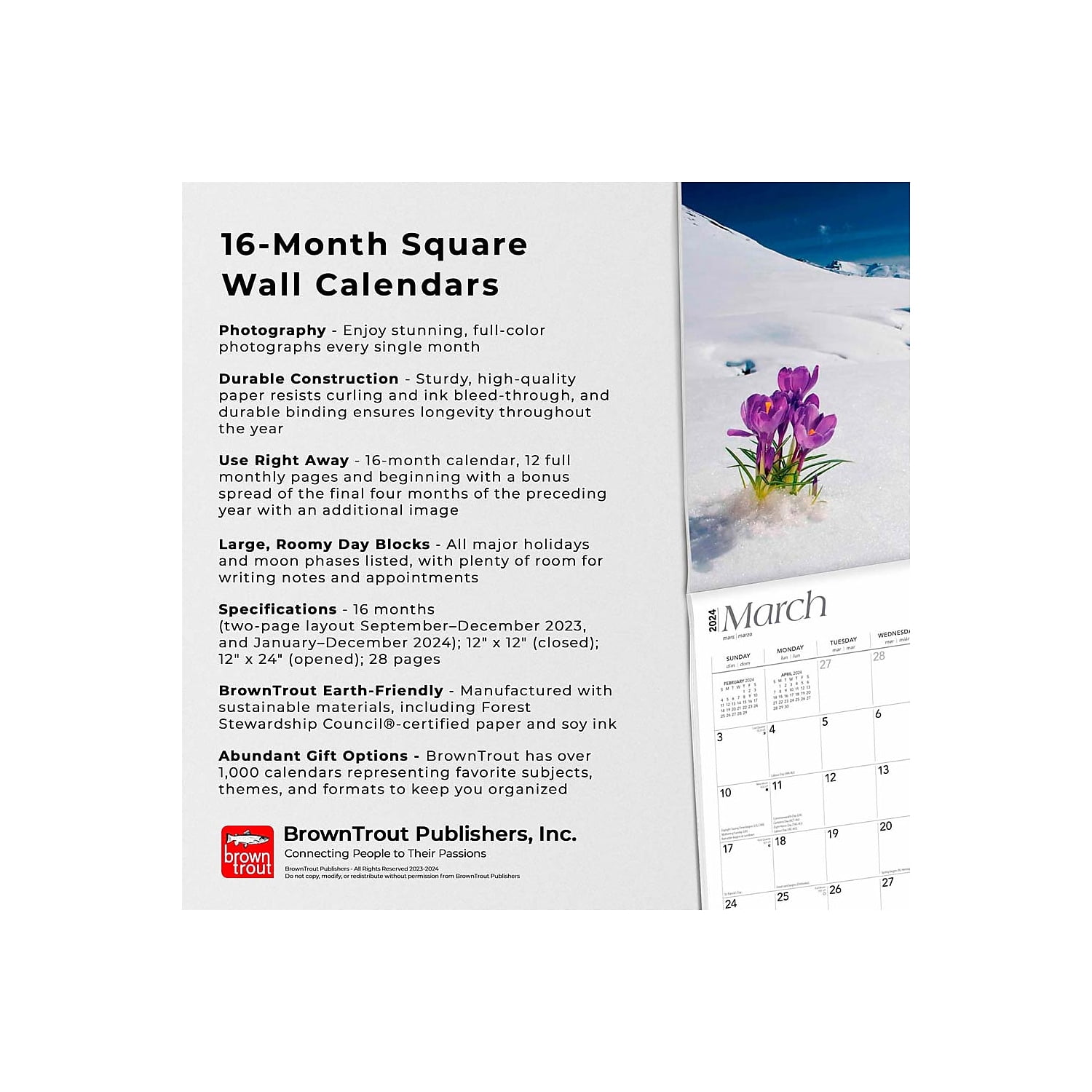 Alaska Wild & Scenic 2024 Wall Calendar 12x12 by Browntrout