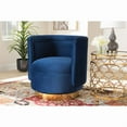 thumbnail image 4 of Baxton Studio Saffi Glam and Luxe Royal Blue Velvet Fabric Upholstered Gold Finished Swivel Accent Chair, 4 of 9