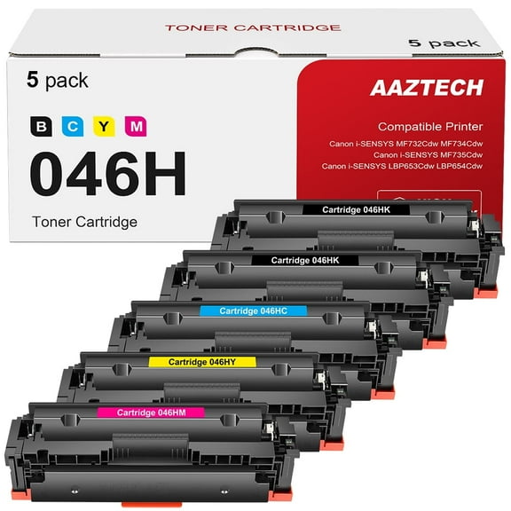 046H Toner Cartridge 5-Pack for Canon imageCLASS MF731Cdw, MF733Cdw, MF735Cdw Printers, 2*Black/Cyan/Magenta/Yellow
