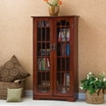 thumbnail image 5 of Southern Enterprises Glass Window Pane Media Cabinet Bookcase - Cherry, 5 of 13