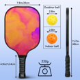 thumbnail image 4 of Pickleball Paddles Set Of 2, Fiberglass Surface, Fluid Smoke Aurora Art Style, 4 Balls & Bag, 4 of 5