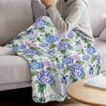 thumbnail image 3 of Purple Hydrangea Blanket Soft Cozy Warm Throw Blanket for Couch, Plush Fuzzy Flannel Fleece Blankets for Sofa, Spring Floral Elegant Pastoral Butterflies Bed Blankets Gifts for Men, 40"x50", 3 of 9