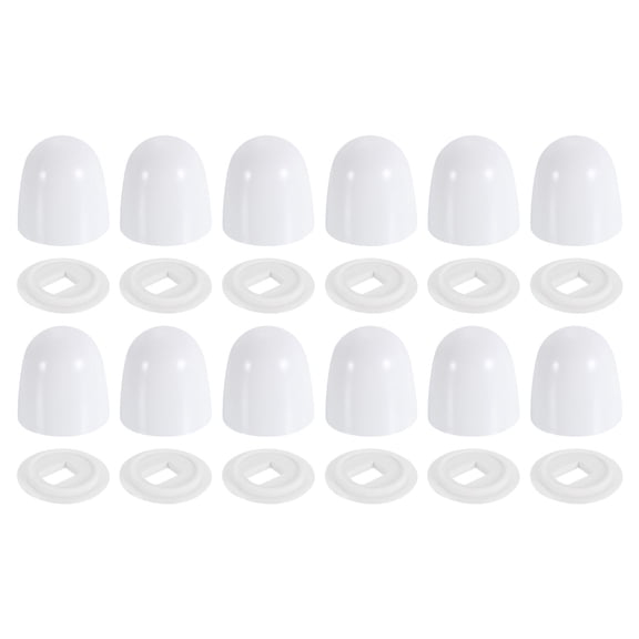 12Pcs Toilet Bolt Caps, 37mm/1.46" Plastic Push-On Toilet Seat Floor Bolts Caps, Universal Floor Bolts Caps with Washers, White
