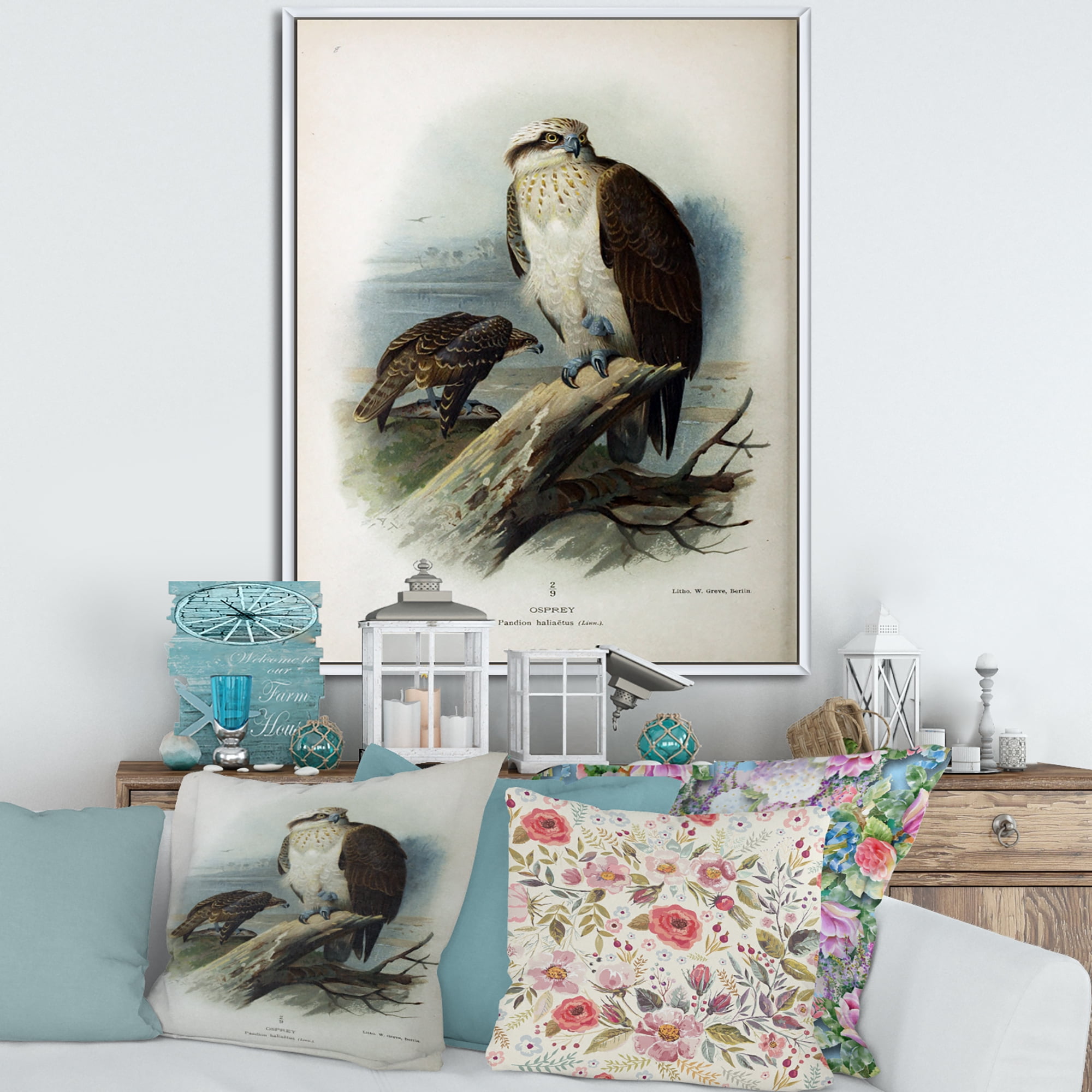 Designart 'Ancient Bird Life VI' Traditional Framed Canvas Wall Art Print