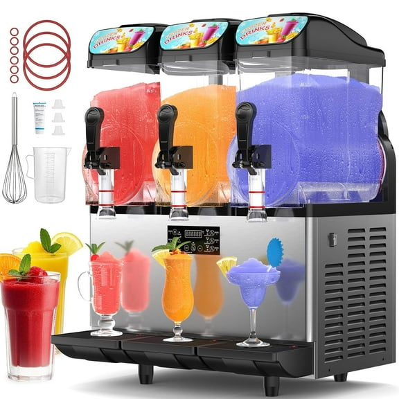 12Gal/45L Commercial Slushy Machine, Stainless Steel Commercial Frozen Drink Machine & Margarita Machine