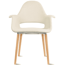 2xhome Mid Century Modern Upholstered Fabric Organic Accent Living Room Dining Arm Chair with Natural Wooden Legs, Off White Cream, Set of 1, 1 piece