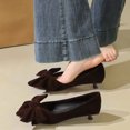 thumbnail image 2 of Women's Pumps Stiletto High Heel 3cm Pointed Toe Suede Bow Wedding Shoes for Bride Prom Party, 2 of 7