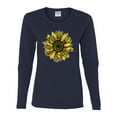 thumbnail image 2 of Wild Bobby, Artsy Cheetah Leopard Print Sunflower, Fashion, Women Graphic Long Sleeve Tee, Navy, 2XL, 2 of 3