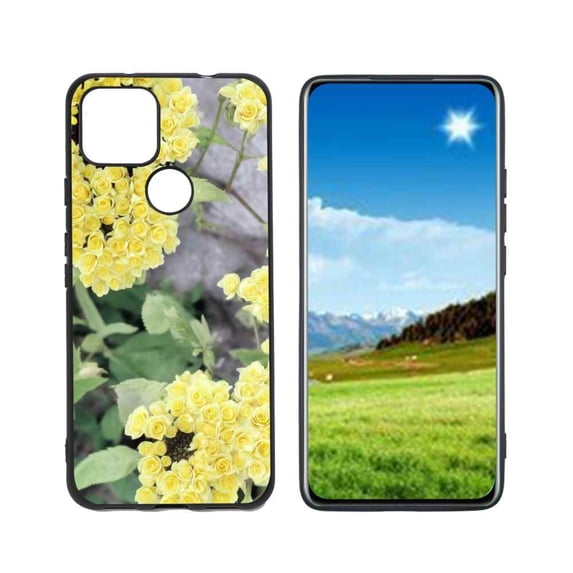 Compatible with Google Pixel 5A 5G Phone Case, Yellow-Flowers-300 Case Men Women, Flexible Silicone Shockproof Case for Google Pixel 5A 5G