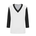thumbnail image 6 of Womens Workout Tops V Neck Color Block Baseball Tunics Tee 3/4 Sleeve Fashion Comfy Cotton Basic Raglan T Shirts, 6 of 7