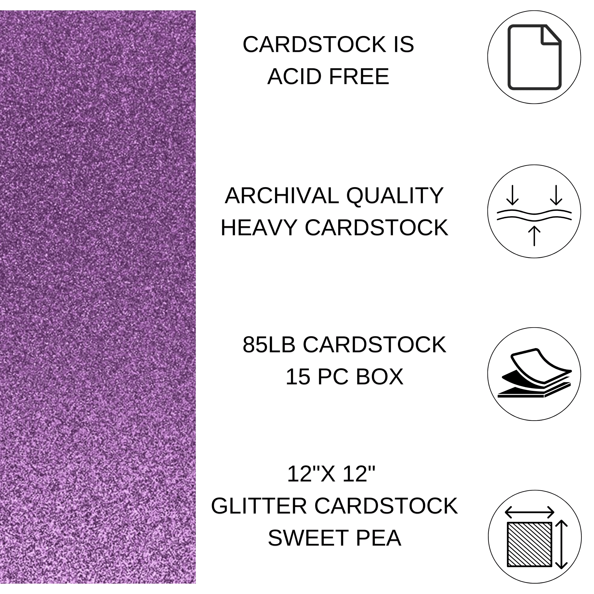 PA Paper Accents Glitter Cardstock 12" x 12" Sweet Pea, 85lb colored cardstock paper for card making, scrapbooking, printing, quilling and crafts, 15 piece pack
