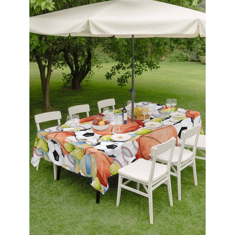 120 in patio table covers with umbrella hole Rectangle Outdoor Tablecloth 60x120 Inch, Decorative Cloth Waterproof Tablecloths Table Cover, Garden/Yard Table with Zipper Available in multiple colors Custom Square/Rectangle/rectangle Table Chair Set