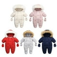 thumbnail image 5 of GYRATEDREAM Baby Winter Snowsuit Warm Hooded Puffy Coat Jacket Footed Romper Infant Jumpsuit with Gloves for Boy Girl 6-24M, 5 of 9
