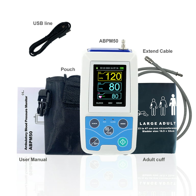  CONTEC ABPM50 Handheld 24hours Ambulatory Blood Pressure Monitor  with PC Software for Continuous Monitoring NIBP USB Port with Three Cuffs :  Health & Household