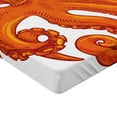 thumbnail image 2 of Ambesonne Octopus Fitted Sheet, Orange Animal Wildlife, Full Size, Orange White, 2 of 3