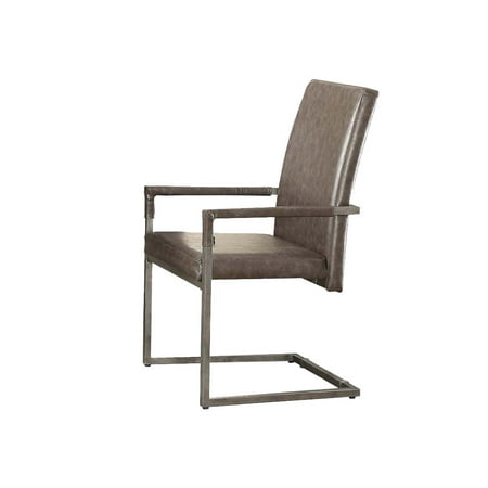 Antique Metal Finish Arm Chairs - Acme Lazarus Set of 2 Arm Chair in Vintage Gray and Antique Silver Finish 73112
