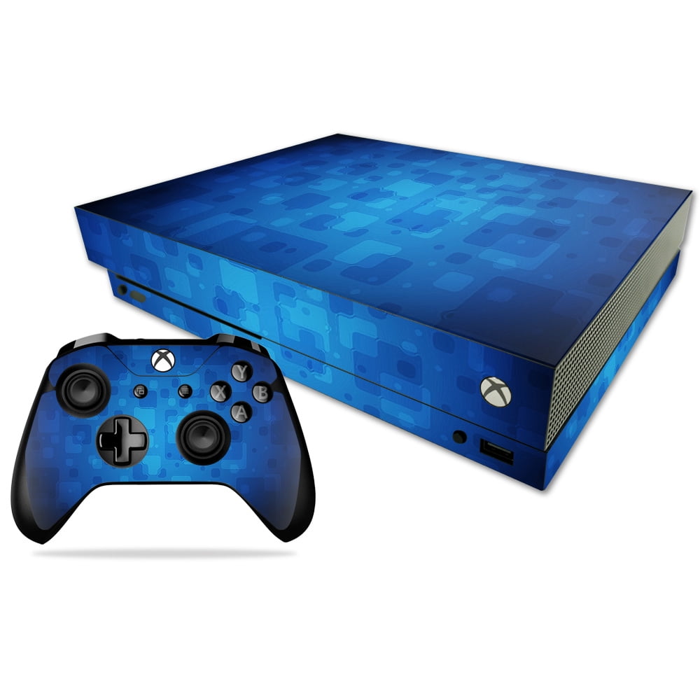 Skin Decal Wrap for Microsoft Xbox One X Blue Retro