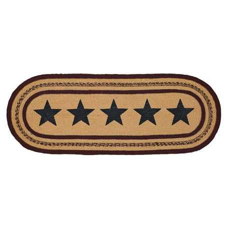 - Natural Tan Primitive Tabletop Kitchen Potomac Stars Jute Stenciled Star Oval 13x36 Runner