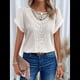 thumbnail image 4 of Suéter de Verano para Mujer, Cuello Redondo, Informal, Tejido A Crochet, Camiseta de Corta con Encaje y Costuras Huecas. XL, 4 of 5