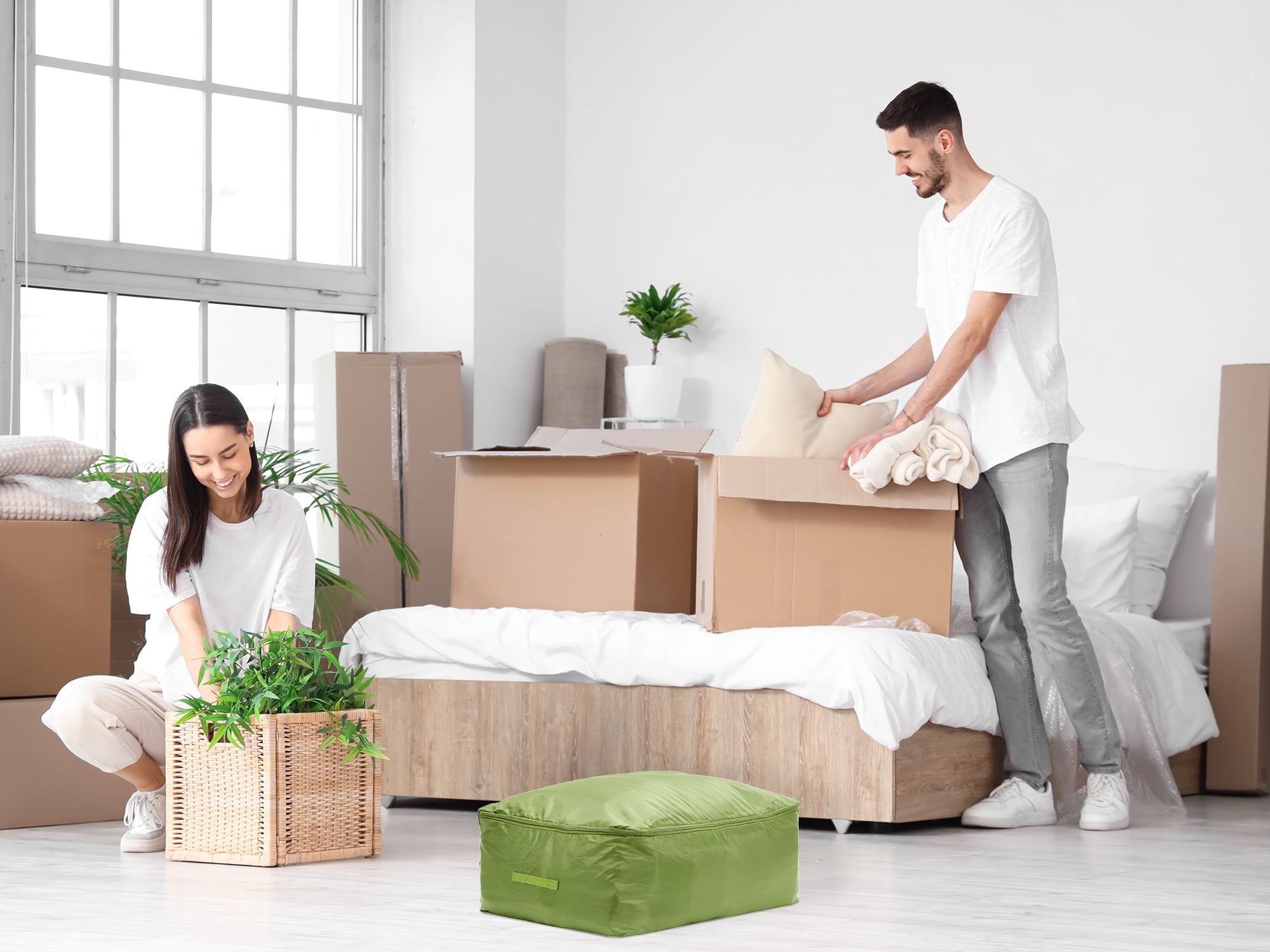 Unique Bargains 1 Pack Clothes Storage Bags Moving Bags Green 23*15.5*8.5in