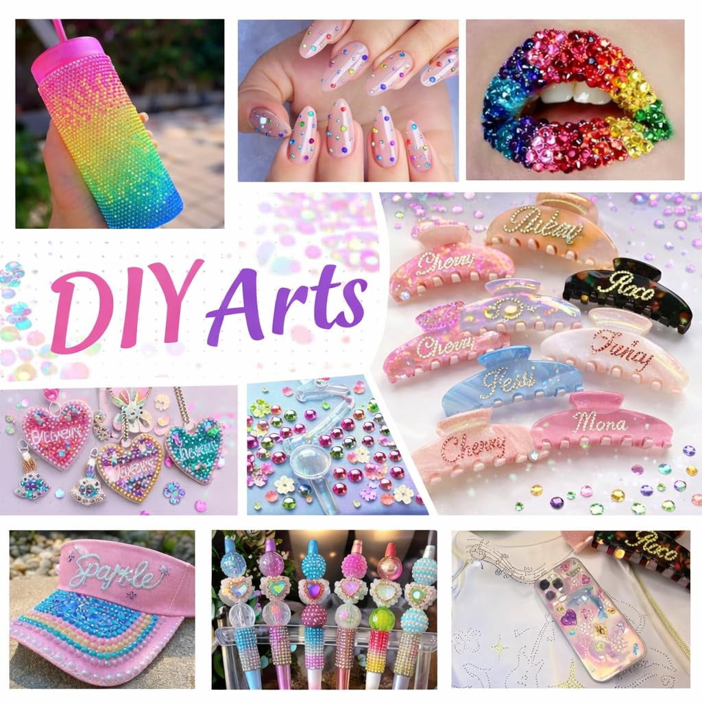 24 Colors Bedazzling Kit with Jelly Rhinestones, 32000PCS 3mm Flatback Resin Rhinestones with B7000 Glue,Rhinestone Kit for Crafts, Nail Art and Cloths
