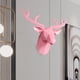 thumbnail image 5 of Escultura de figura de animal colgante geométrica con cabeza de ciervo en 3D para colgar en la pared. Rosado, 5 of 8