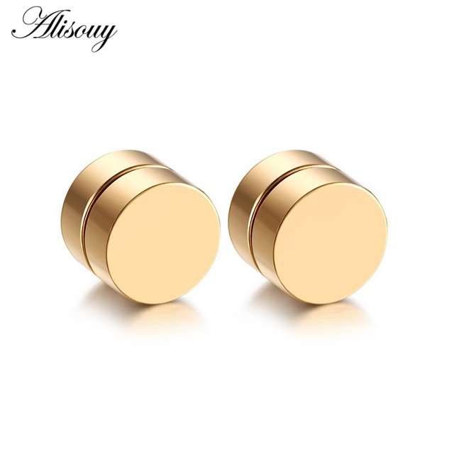 Alisouy, 2 uds., Punk para hombre, imán fuerte, juego de pendientes magnéticos, pendientes sin perforación, pendientes falsos, regalo para novio, amante, joyería Tan Jianjun unisex