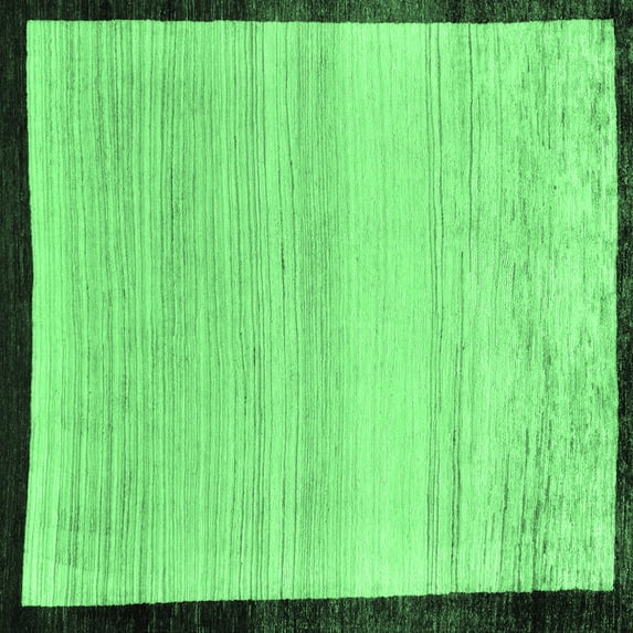 Ahgly Company Indoor Square Solid Emerald Green Modern Area Rugs, 5' Square