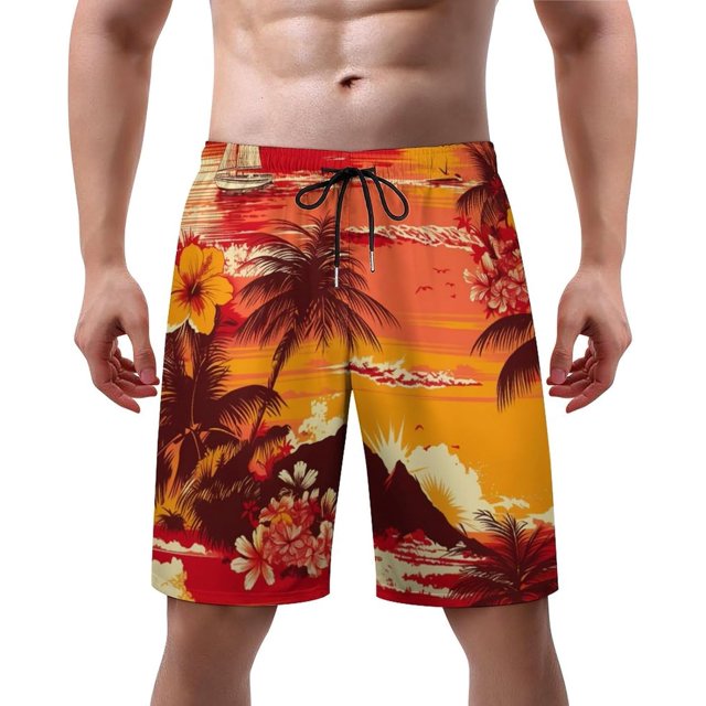 NICKSUN Men's Swim Trunks, Cute Print Quick Dry Summer Board Beach Shorts with Mesh Lining and Pockets