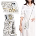 thumbnail image 3 of iPhone 12/12 Pro Case for Women with Card Holder, iPhone 12 Phone Case Wallet with Strap,Crossbody Lanyard Cases with Credit Card Slots Kickstand and Stand Ring Holder,6.1 Inch,White Leopard, 3 of 17
