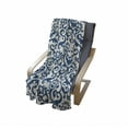 thumbnail image 4 of Abstract Soft Flannel Fleece Throw Blanket, Ornamental Floral Pattern Antique Damask Flowers Curvy Repeating Tile Design, Cozy Plush for Indoor and Outdoor Use, 70" x 90", Blue White, by Ambesonne, 4 of 6