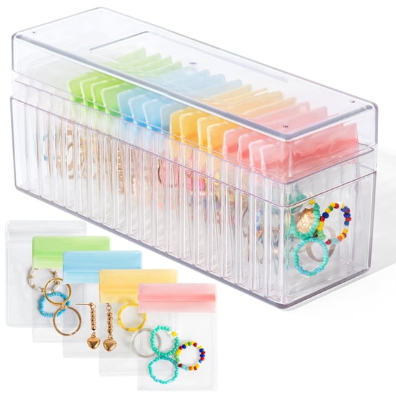 Haooryx Acrylic Jewelry Box Organizer with PVC Pouch for Travel