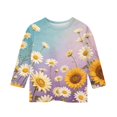 thumbnail image 3 of Grblisyd 3/4 Sleeve Shirts for Girls Cute Sunflower Daisy Printed T Shirts Kids Summer Loose Tops Casual Crewneck Tees 7-8 Years, 3 of 5