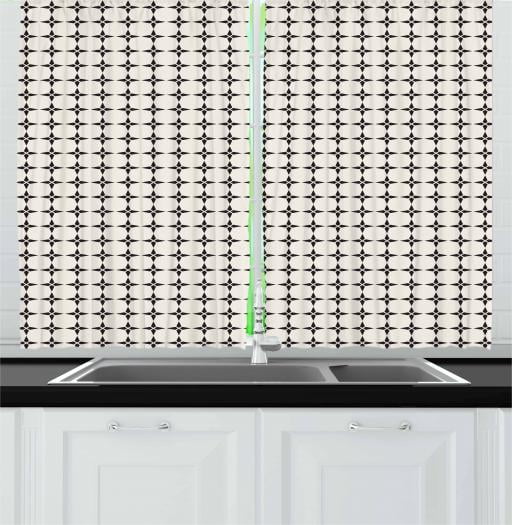 Black And Ivory Curtains 2 Panels Set Pattern With Geometric Star