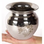 IBA Indianbeautifulart Stainless Steel Vessel Kalash Pot Traditional Auspicious Gift For Hindu Pooja Rituals Handmade Indian Traditional Lota For Puja