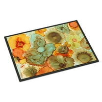 Abstract Flowers Teal and orange Doormat 18x27
