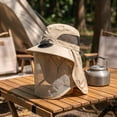 thumbnail image 4 of Solar Fan Sun Hat With Full Mosquito Net Face Shield, UV Blocking Neck Flap Breathable Cooling Headwear For Fishing Gardening Hiking Yard Work(Khaki), 4 of 5