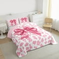 thumbnail image 3 of Homewish Teens Girls Kawaii Ribbon Bowtie 2pcs Bedding Comforter Set,Pink White Twin Comforter Sets,Leopard Print Breathable Bedding Set,Luxury Bedroom Decor,Reversible, 3 of 8