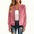 thumbnail image 2 of Yihuala Lightweight Faux Suedes Women's Jackets Long Sleeve Stand Collar Zip Up Loose Fit Casual Outerwear Coat Spring Fall, 2 of 9