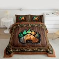 thumbnail image 2 of Homewish Rustic Bear Print Full Size Comforter Sets for Men, Jungle Plant Branches Bedding Comforter Set, Woodland Wildlife Bedding Sets, Luxury Bedroom Decor, 3-Piece, 2 of 8