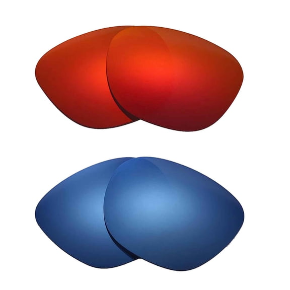 Walleva 2 Paris Polarized Replacement Lenses For Ray-Ban RB3016 49mm Sunglasses- Fire Red   Ice Blue