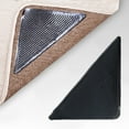 thumbnail image 2 of LITTLE HOME Rug Grippers 4-Pack Non-Slip Reusable Carpet Mat Holders Washable Silicone Corner Grips for Indoor Outdoor Rugs, Keep Corners Flat, Easy Press-On Installation, Black, 5.9x3 Inch, 2 of 10
