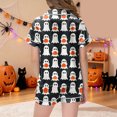 thumbnail image 3 of Pandaie 2 Piece Little Girls Full Ghost Print Short Sleeve Pajamas Set Halloween Kid Sleepwear Outfits Black,2-3 Years, 3 of 5