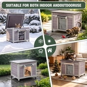Aivituvin Outdoor Cat House with Insulated Liner Weatherproof Feral Cat Shelter for Winter