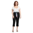 thumbnail image 4 of Alivia Ford Women's Plus Size Roll Cuff Denim Capri Jeans with Printed Belt, 4 of 8