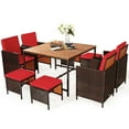 thumbnail image 1 of Patiojoy 9 PCS Outdoor Patio Dining Set Conversation Furniture W/ Removable Cushions Red, 1 of 4