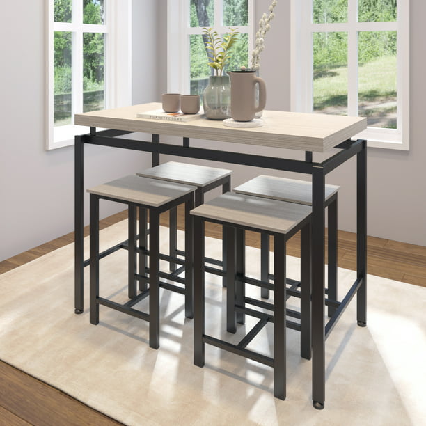 Wooden Steel Structure Pub Table Set, Breakfast Bar Top Dining Table