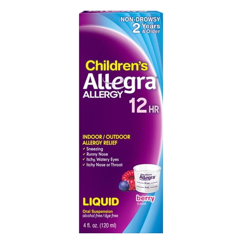 Allegra Childrens 12 Hour Allergy Relief Oral Suspension Liquid, Berry